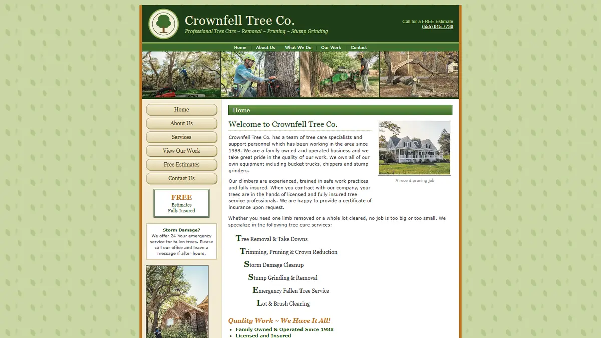 Crownfell Tree Co. old homepage